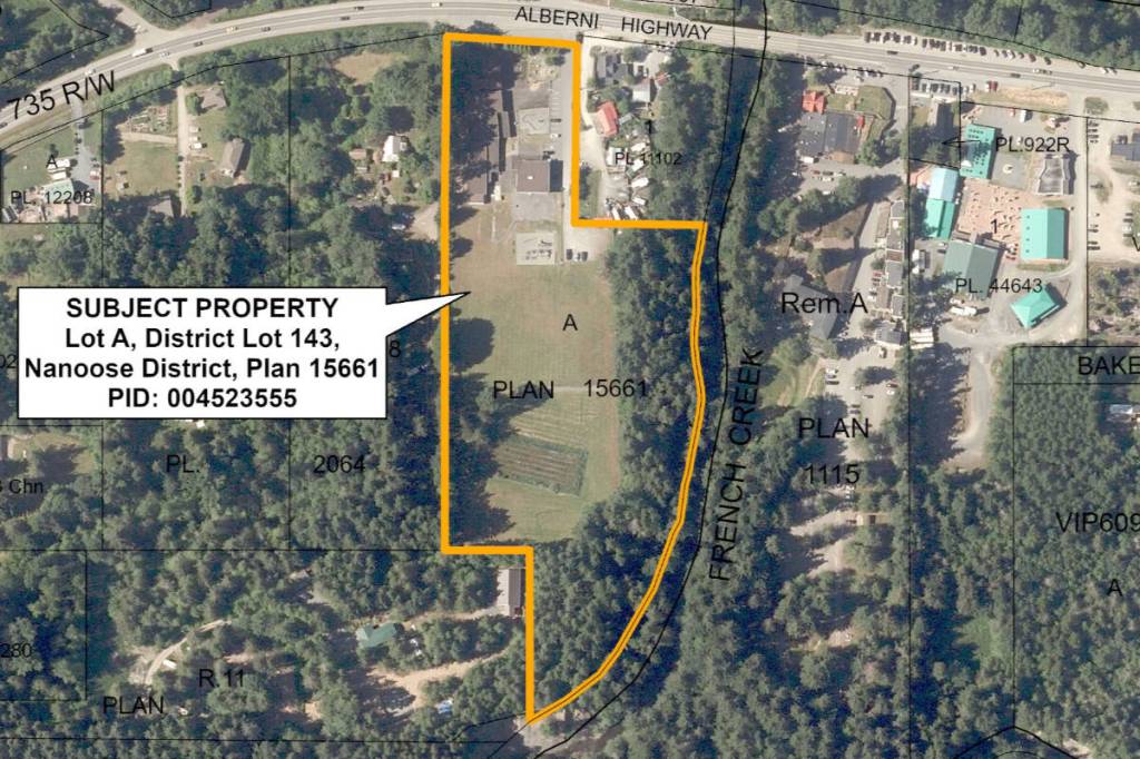Aerial view of the former French Creek School the Regional District of Nanaimo purchased from the Qualicum School District. (RDN photo)